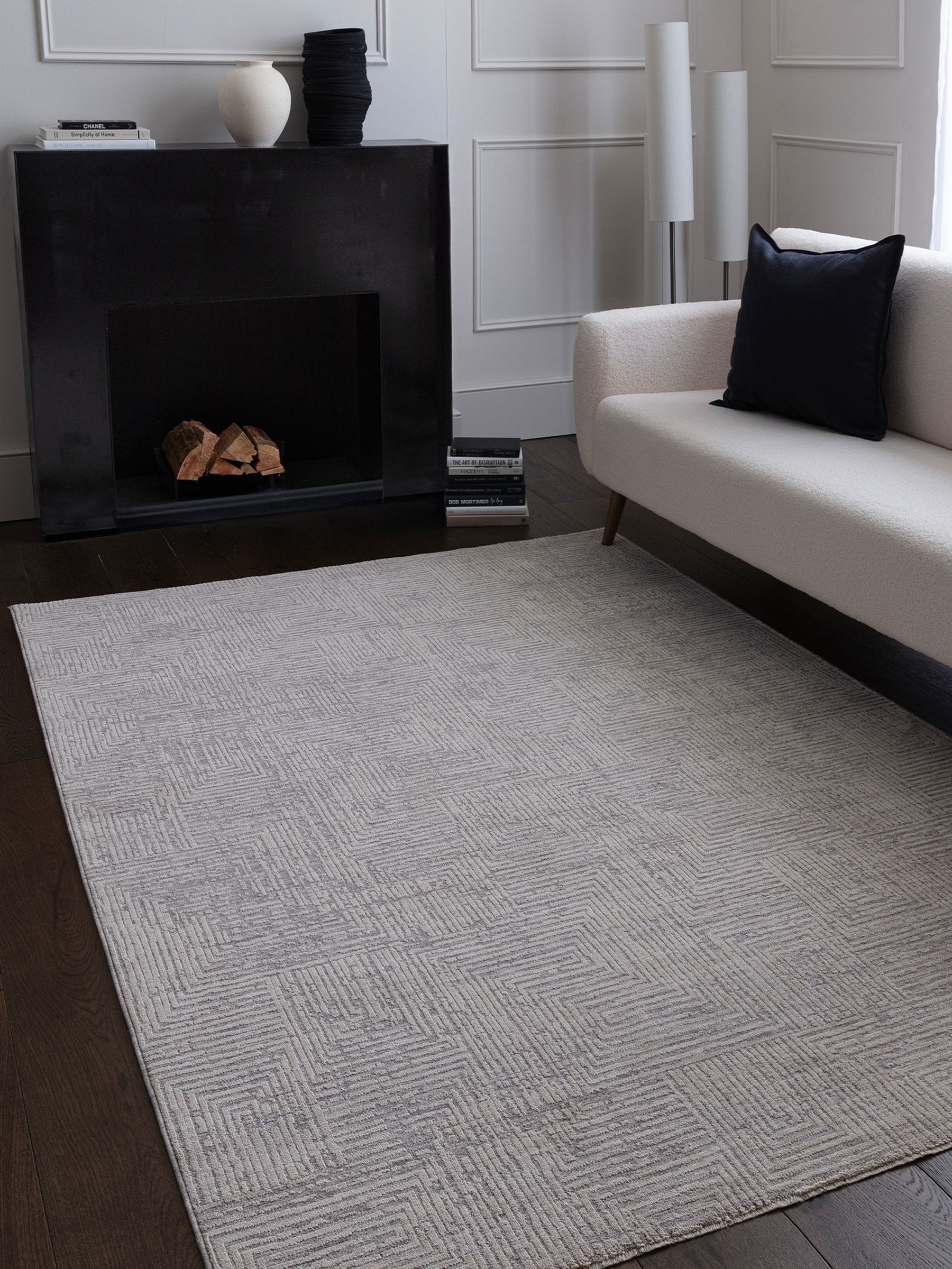 Asiatic Rugs Laurent geo rug in grey tonal design (British brand)