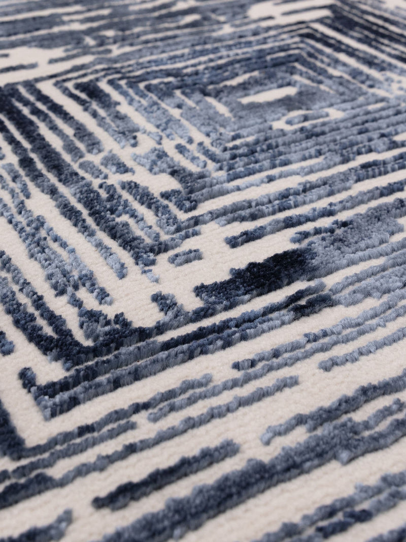 Blue Kuza portrait lustre rug (British brand)