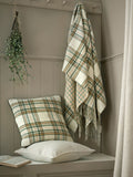 Laura Ashley Olive Green Padbury Check Brushed Throw