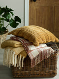 Laura Ashley terracotta red check brushed throw, UK version