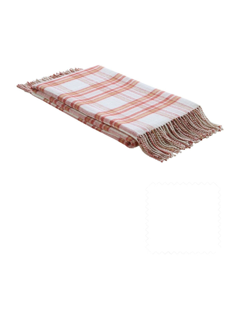 Laura Ashley terracotta red check brushed throw, UK version