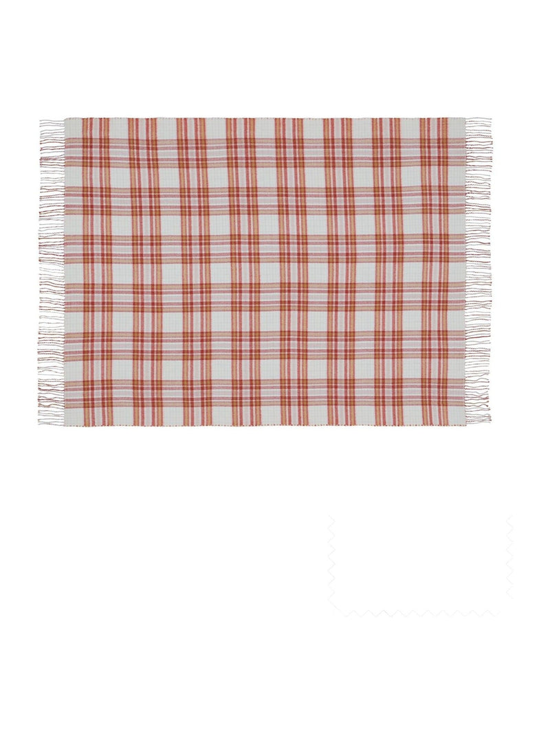 Laura Ashley terracotta red check brushed throw, UK version