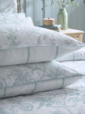 Laura Ashley Set of 2 Seaspray Blue Tuileries 200 Thread Count Cotton Sateen Pillowcases Set