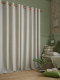 Laura Ashley Natural Truffle Milbourne Herringbone Eyelet curtains 112cm x 137cm (British brand)