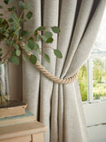 Laura Ashley Natural Truffle Milbourne Herringbone Eyelet curtains 112cm x 137cm (British brand)
