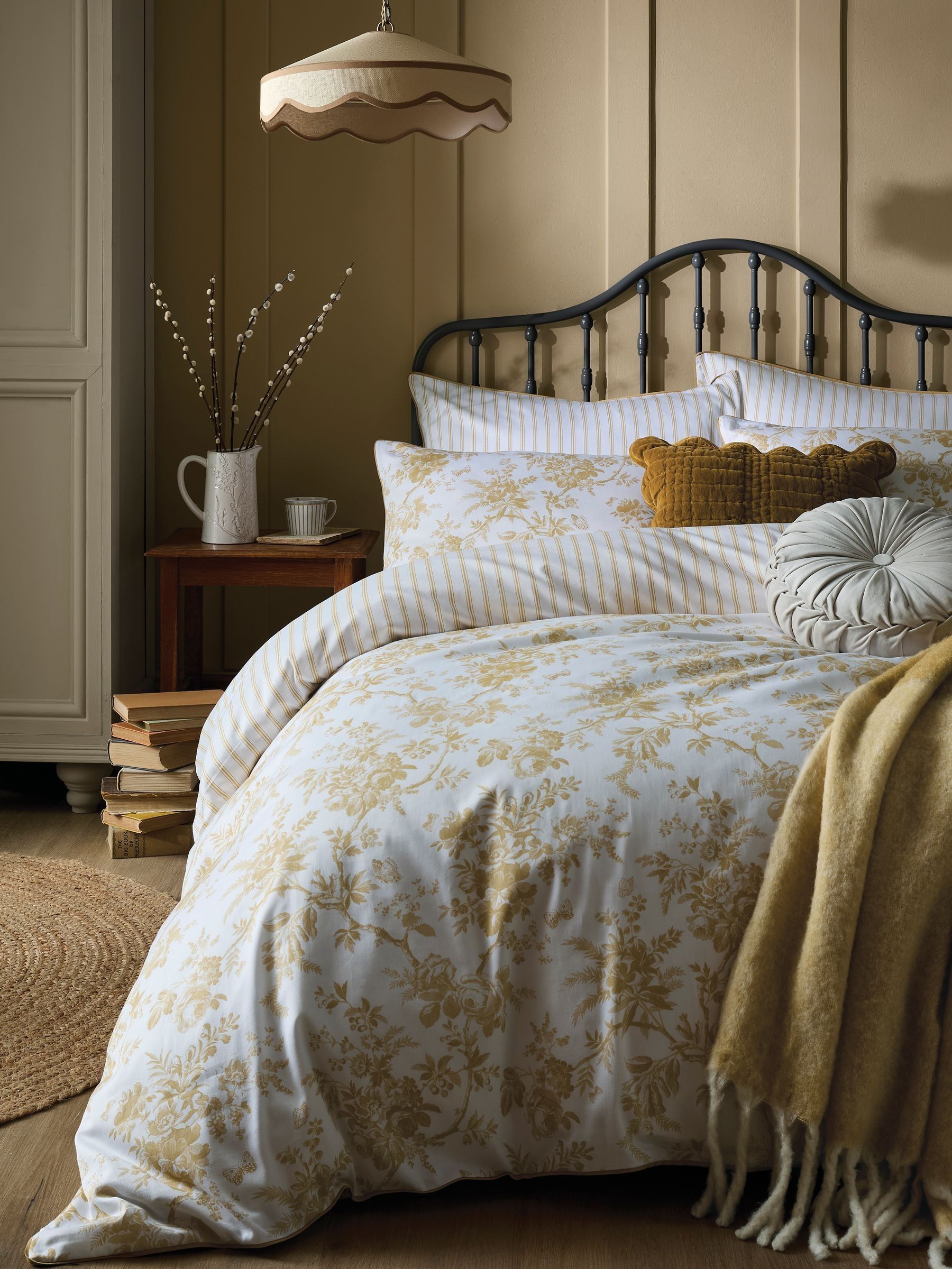 Laura Ashley Yellow Ochre duvet cover and pillowcase set, UK version