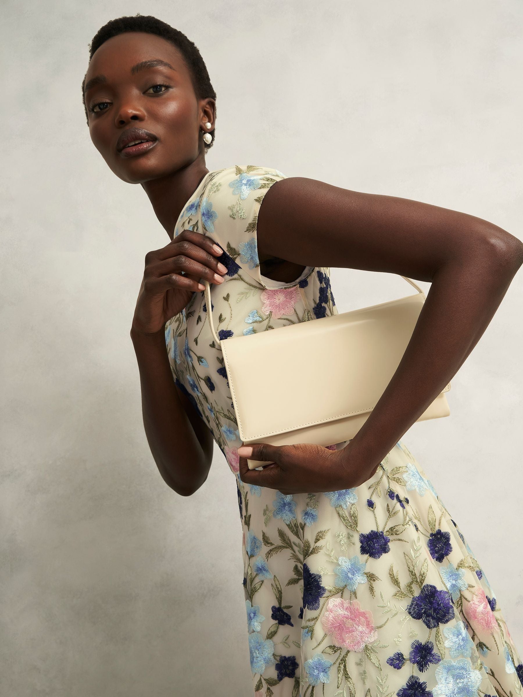 Hobbs White Renata clutch bag in patent leather - British product