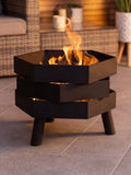 Charles Bentley black abstract steel garden fire pit (British brand)