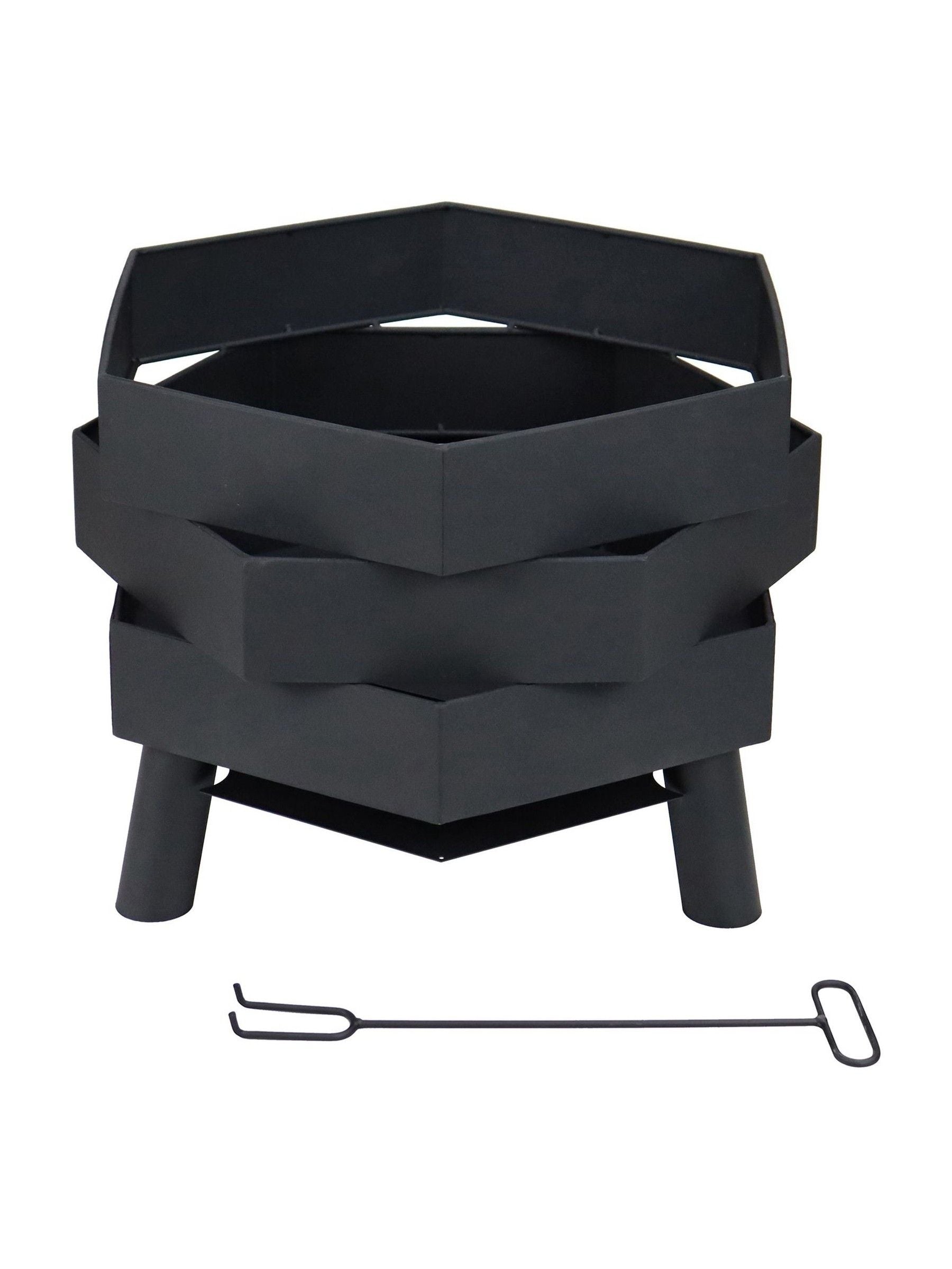 Charles Bentley black abstract steel garden fire pit (British brand)