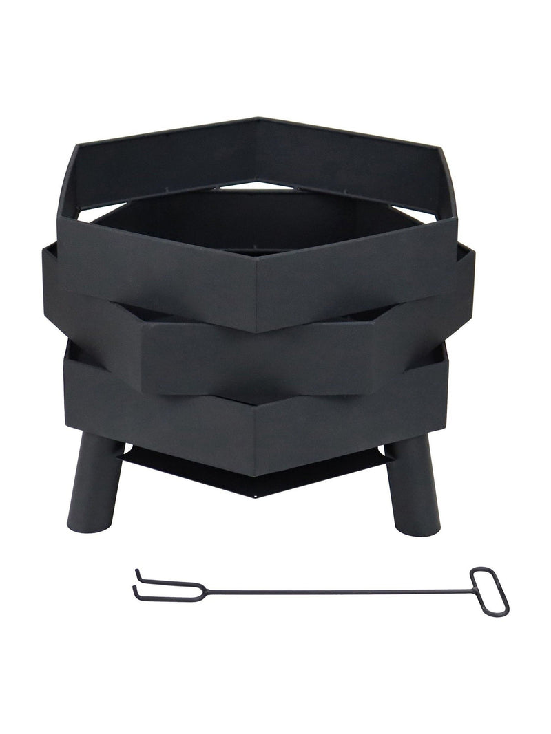 Charles Bentley black abstract steel garden fire pit (British brand)