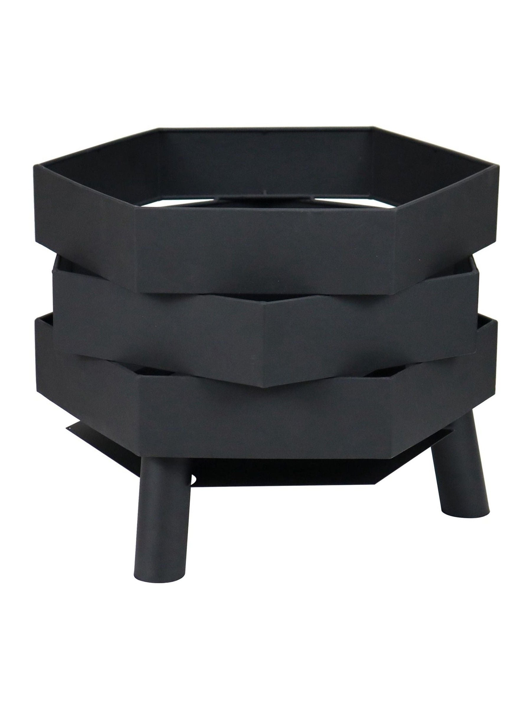 Charles Bentley black abstract steel garden fire pit (British brand)