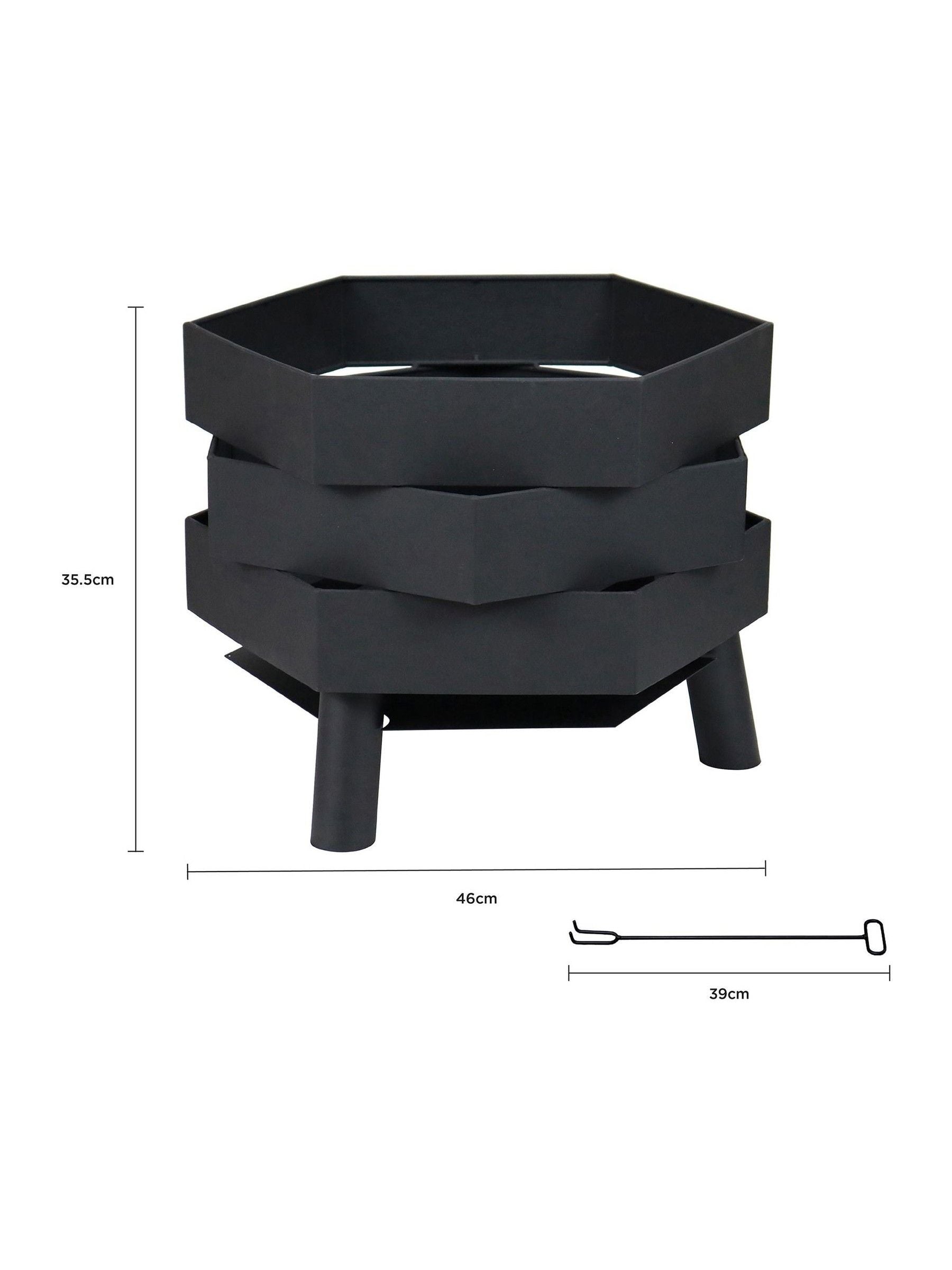 Charles Bentley black abstract steel garden fire pit (British brand)