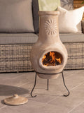 Charles Bentley clay garden chiminea with sun design (British brand)