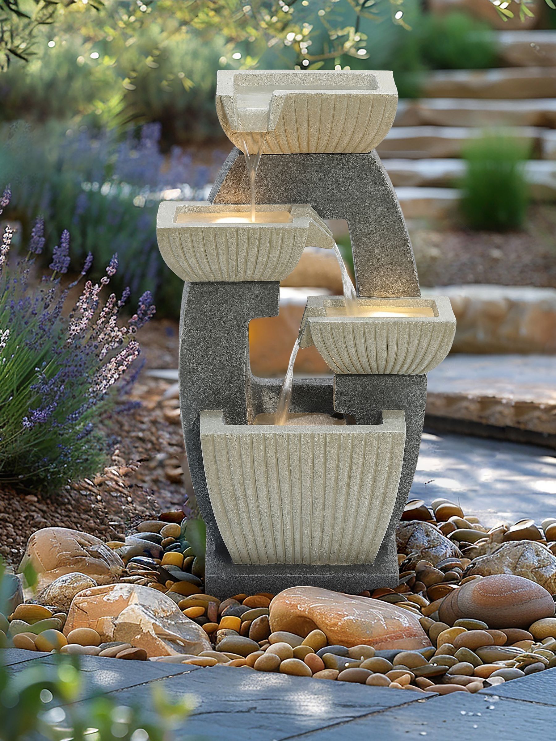 Charles Bentley 4-tier cascading garden water fountain 65cm - British product