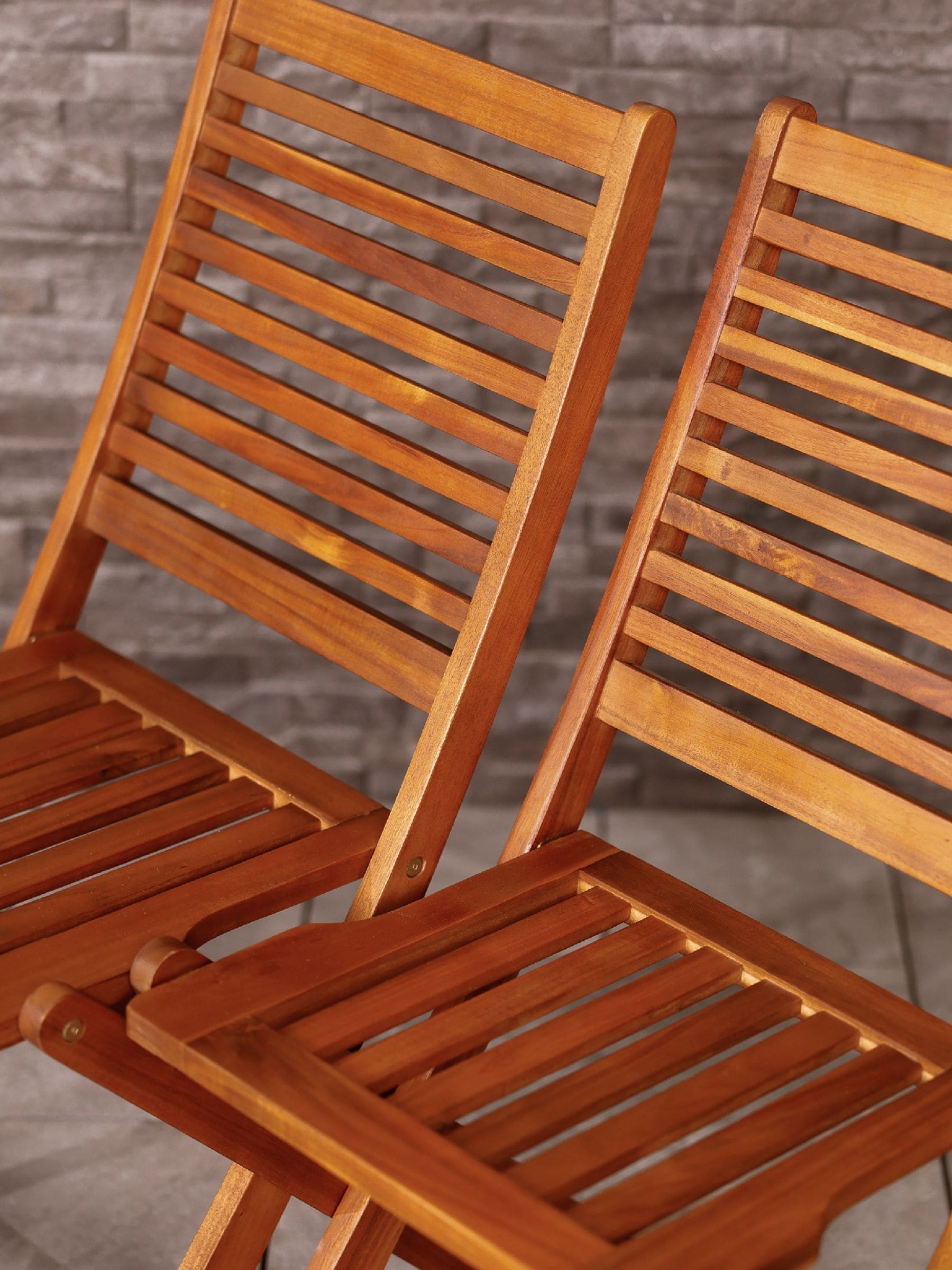 Charles Bentley acacia wood foldable garden chairs, imported from the UK