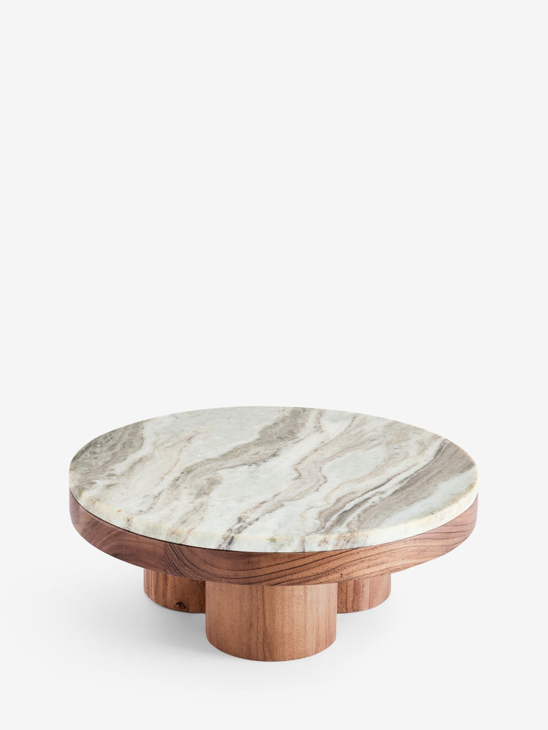 Natural N. marble and wood pedestal serving board 35cm (British brand)
