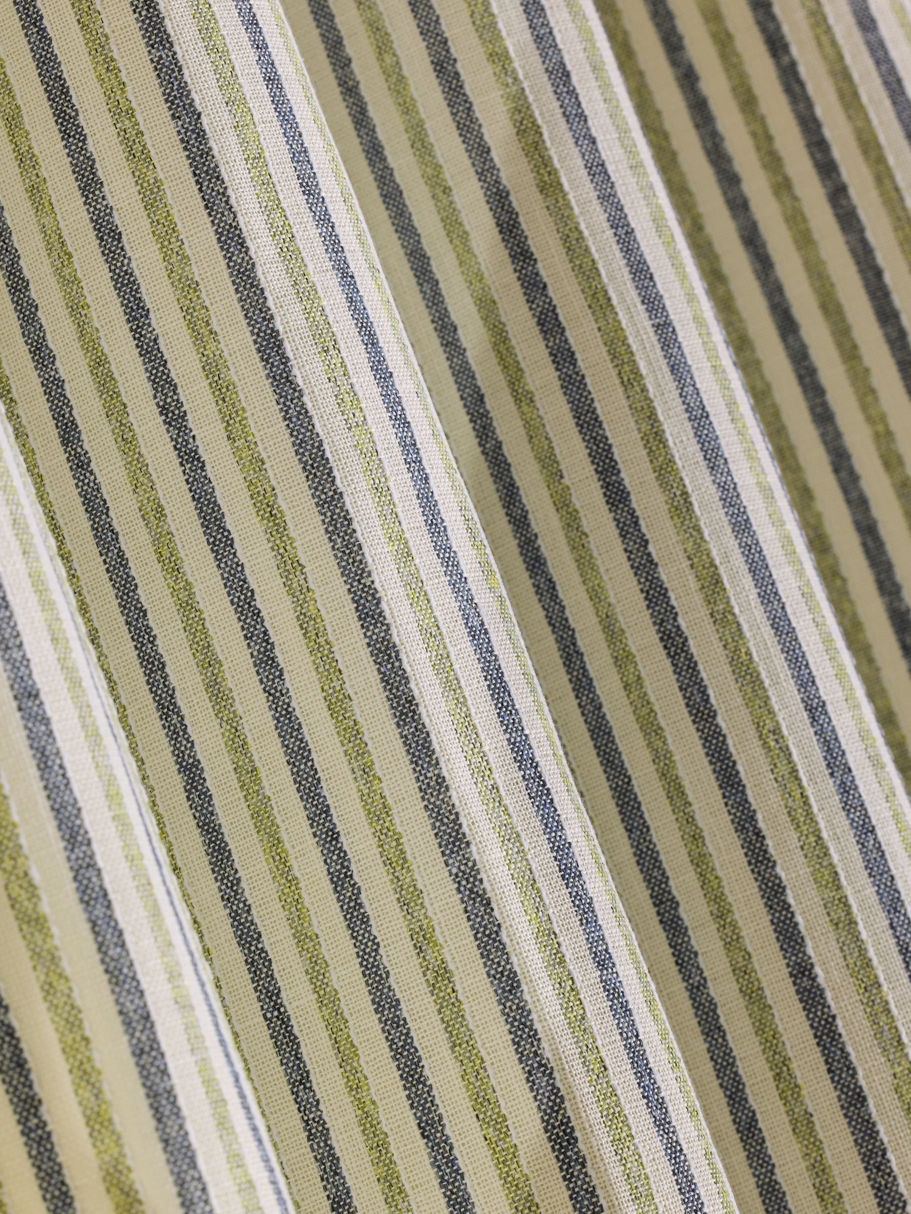 Blue green stripe eyelet curtains (British brand)
