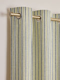 Blue green stripe eyelet curtains (British brand)