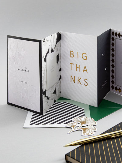 Next Hallmark Memento Luxe Black White Gold Premium Thank You Card- Buy online at McGrocer