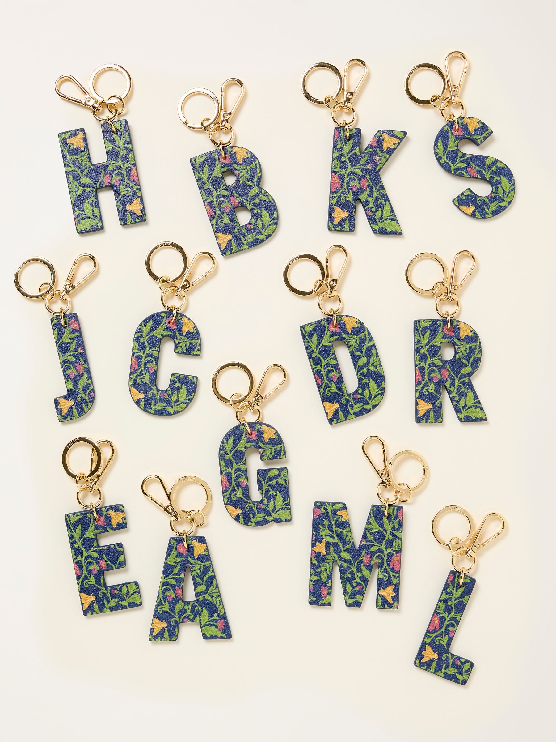 FatFace bag keyring charm Navy Floral Alphabet (British brand)