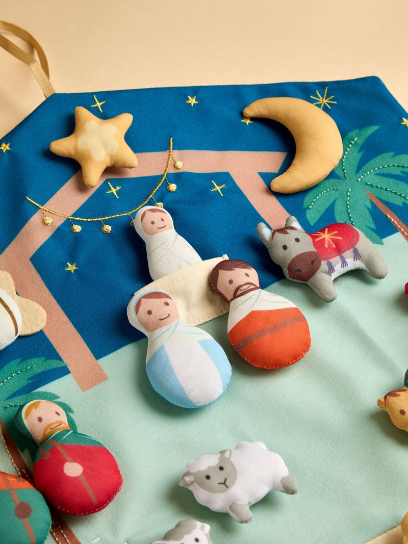 JoJo Maman Bébé nativity hanging advent calendar 50cm x 36cm, imported from the UK