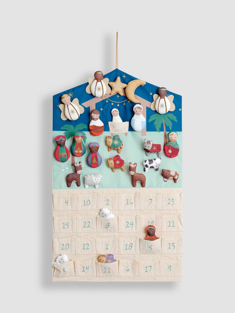 JoJo Maman Bébé nativity hanging advent calendar 50cm x 36cm, imported from the UK