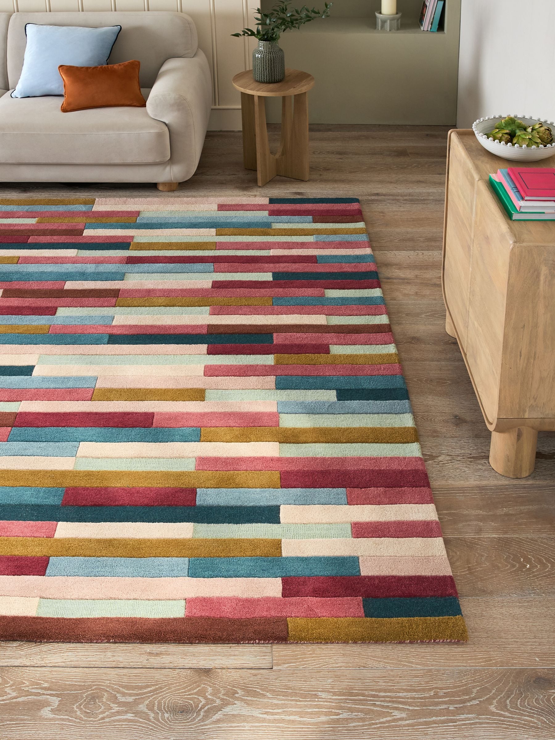 Multi Rio broken stripes wool rug, UK version