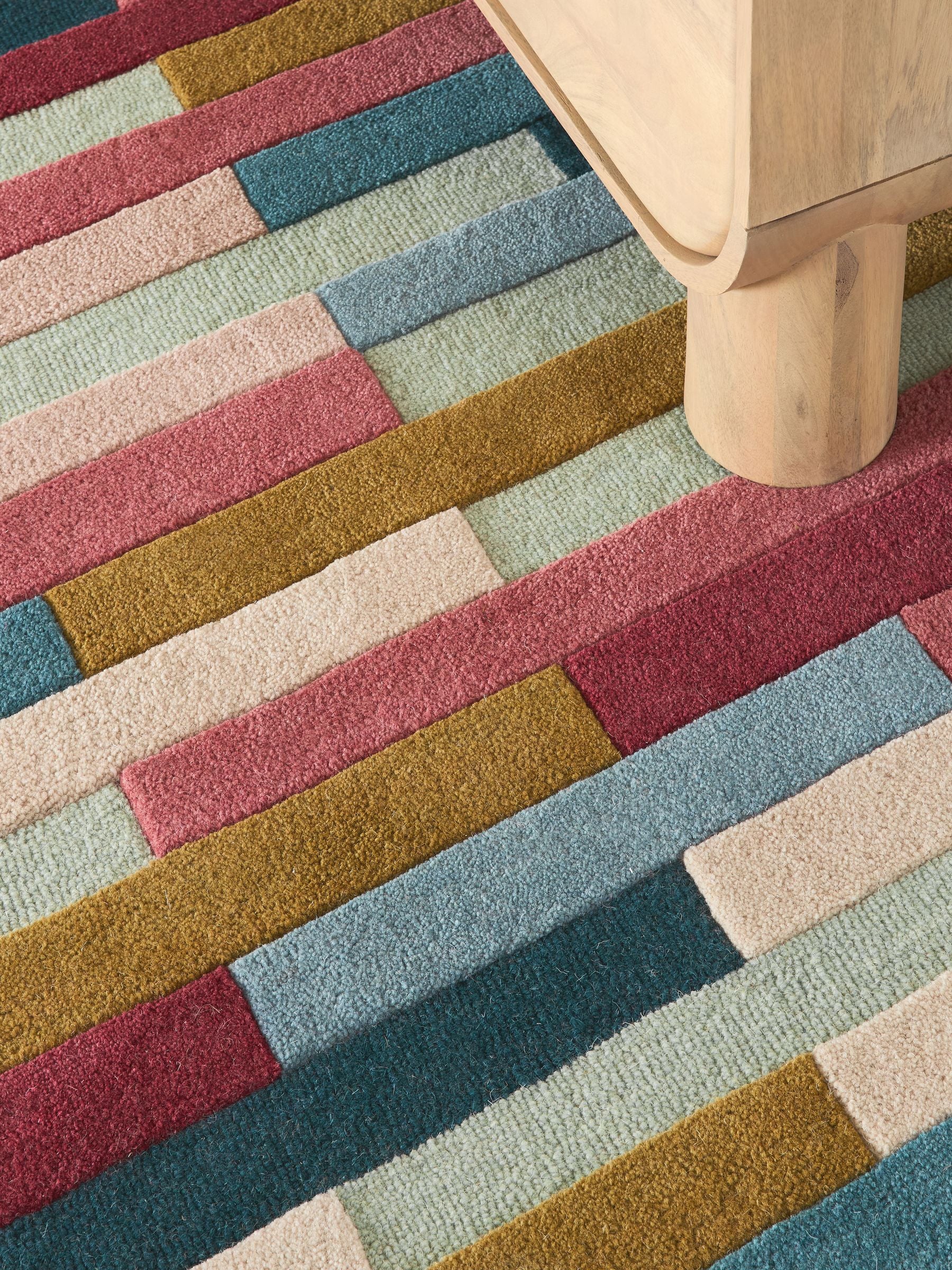Multi Rio broken stripes wool rug, UK version