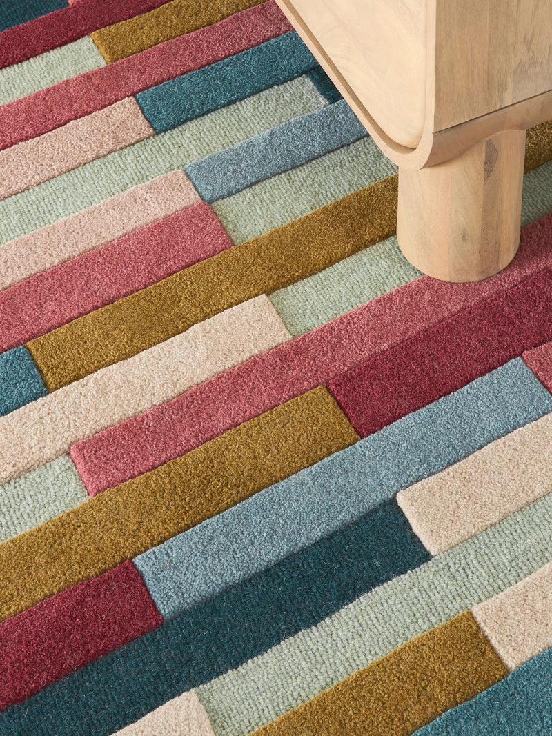Multi Rio broken stripes wool rug, UK version