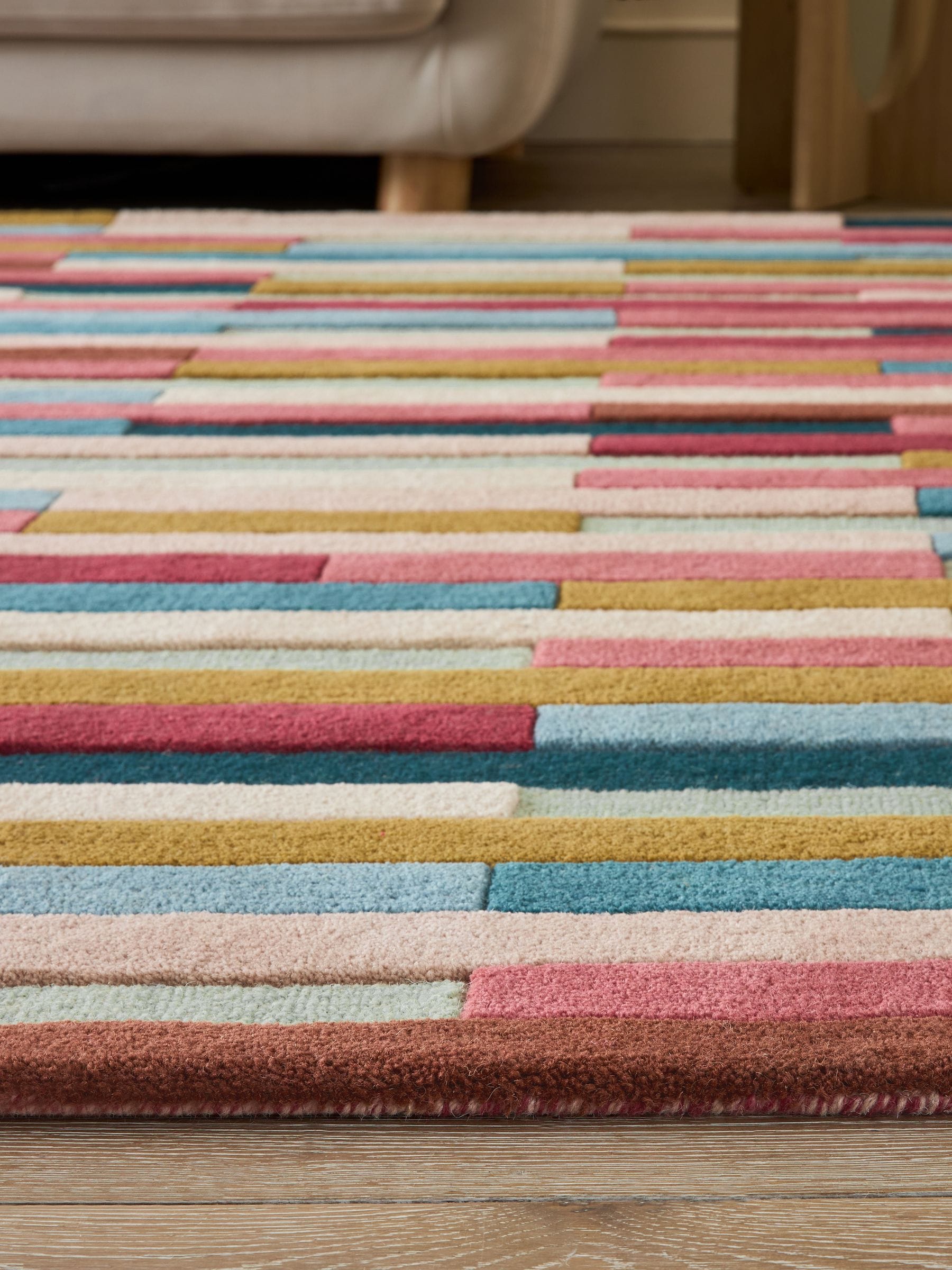 Multi Rio broken stripes wool rug, UK version