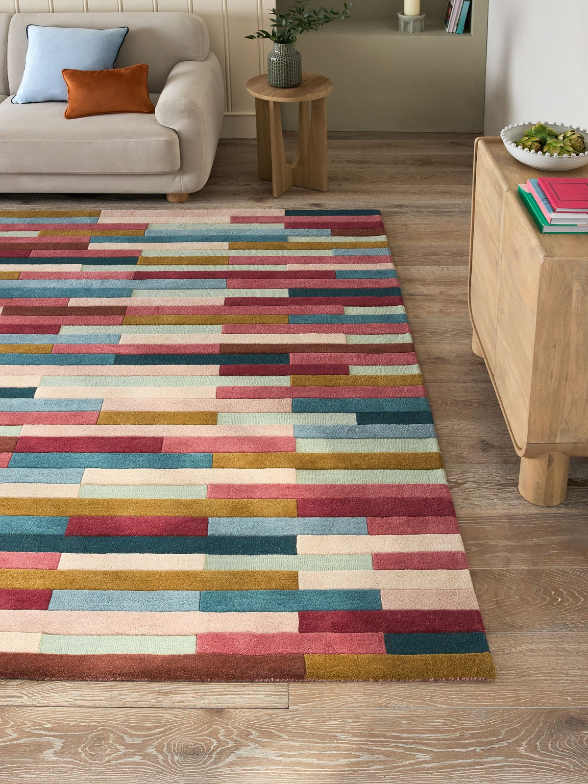 Multi Rio broken stripes wool rug, UK version