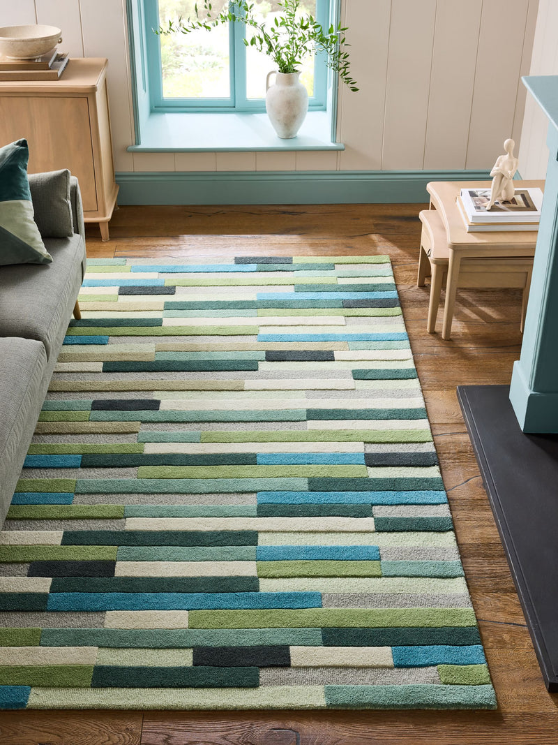 Green Rio Broken Stripes Wool Rug