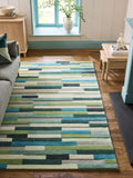 Green Rio Broken Stripes Wool Rug