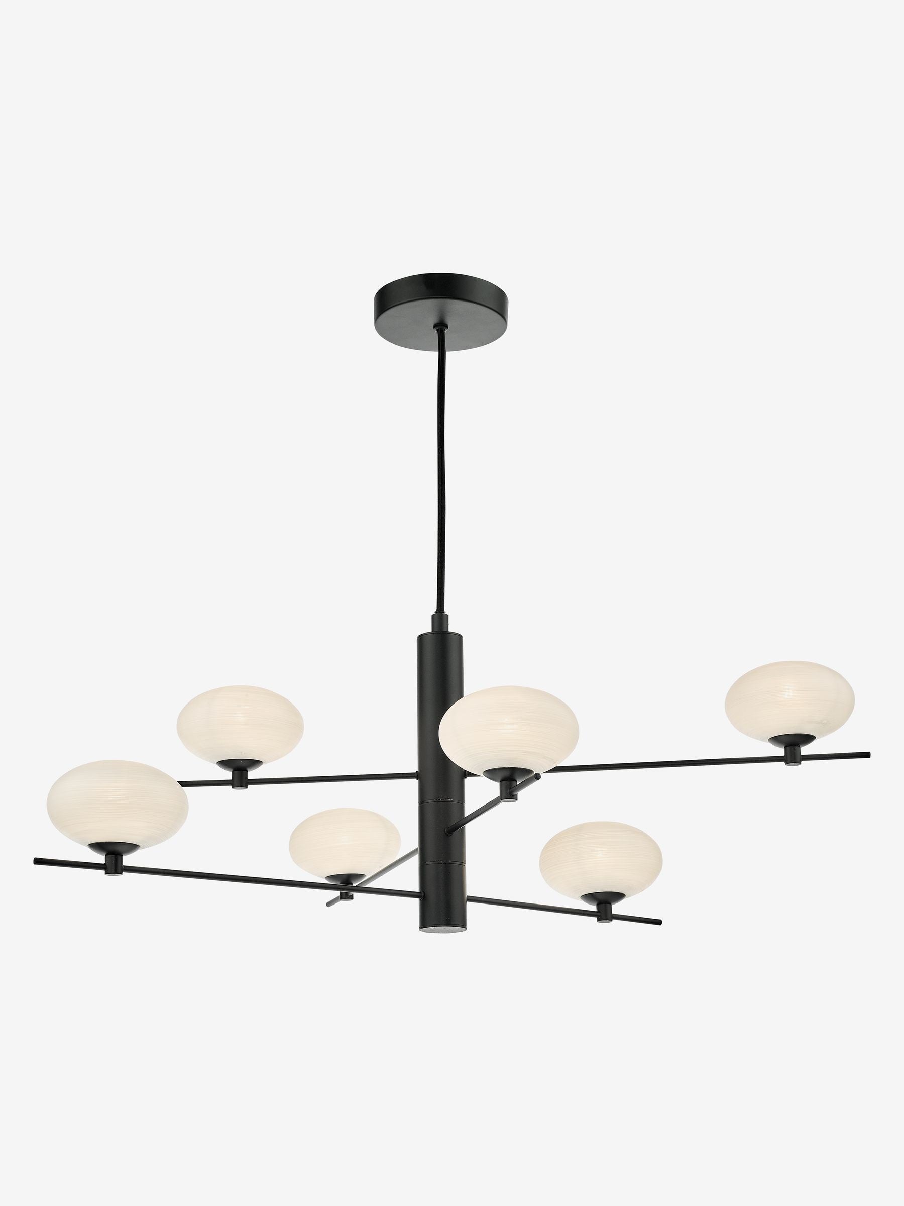 Dar Lighting Jasper 6-light pendant matt black opal glass (British brand)