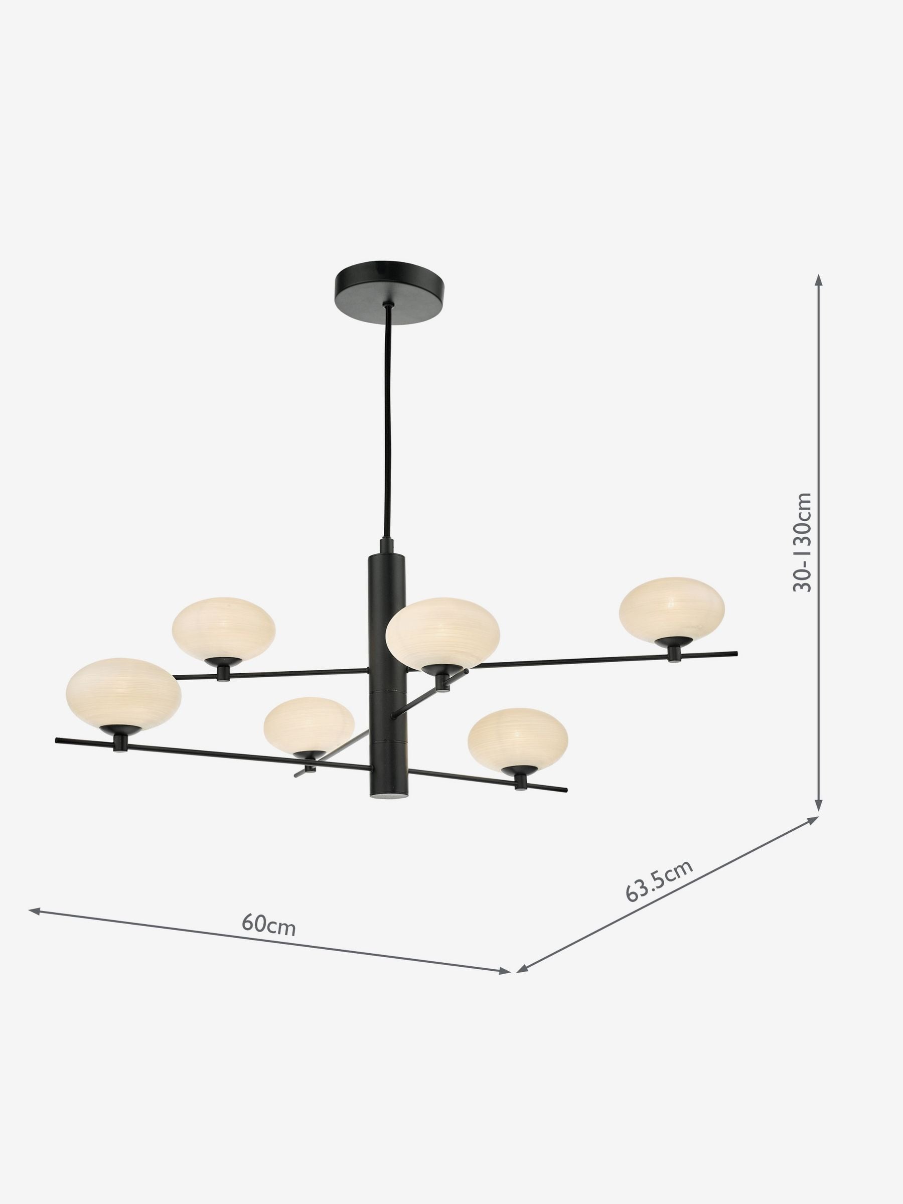 Dar Lighting Jasper 6-light pendant matt black opal glass (British brand)