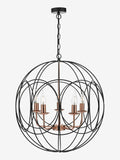 Dar Lighting Phoenix 5-light pendant in black and copper, UK version