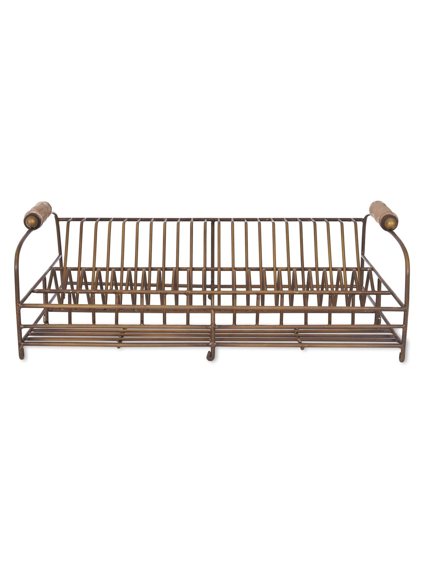 Garden Trading Brompton dish rack in antique brass, imported from the UK
