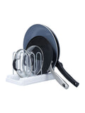 COPCO white plastic plate rack and pot lid organiser, imported from the UK