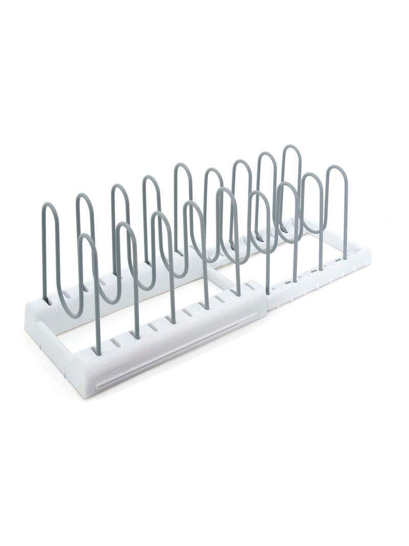 COPCO white plastic plate rack and pot lid organiser, imported from the UK