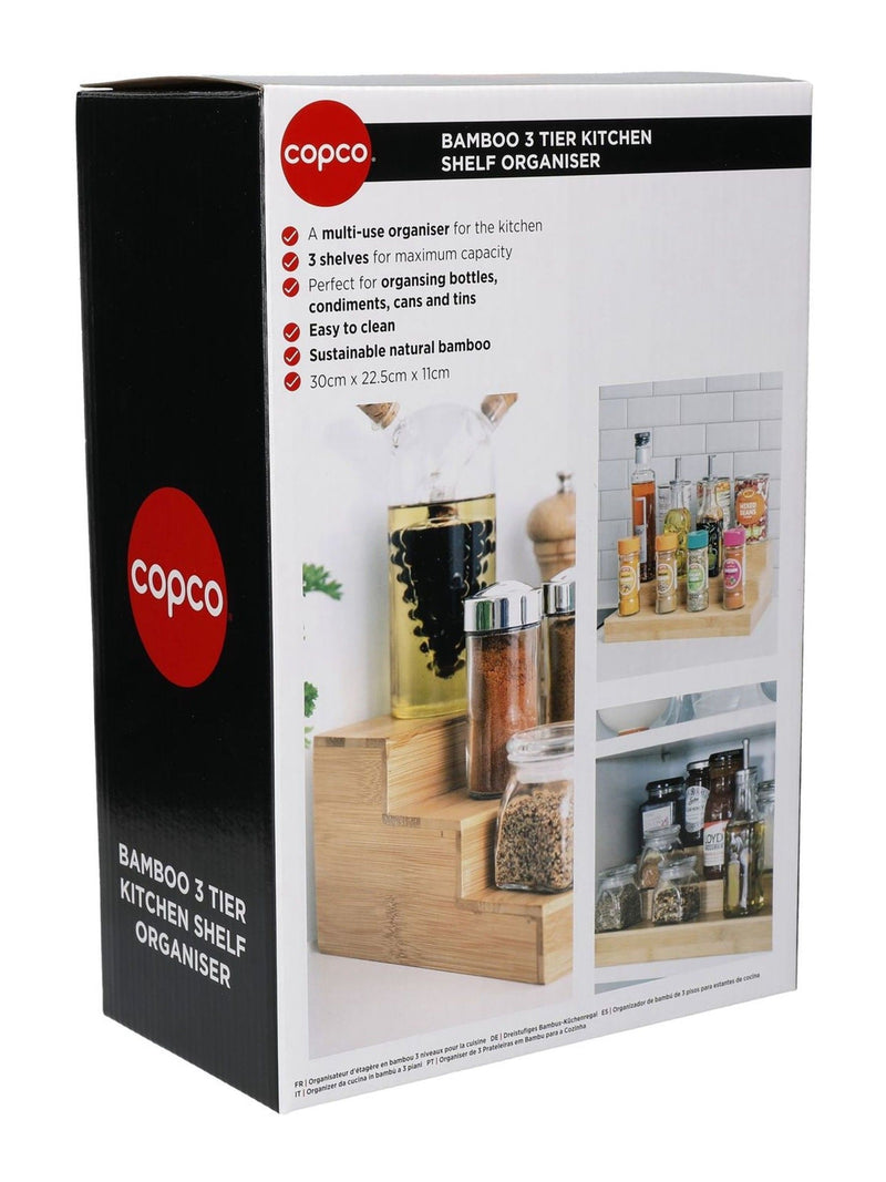 COPCO brown tiered wooden spice rack 30x20x11cm, imported from the UK