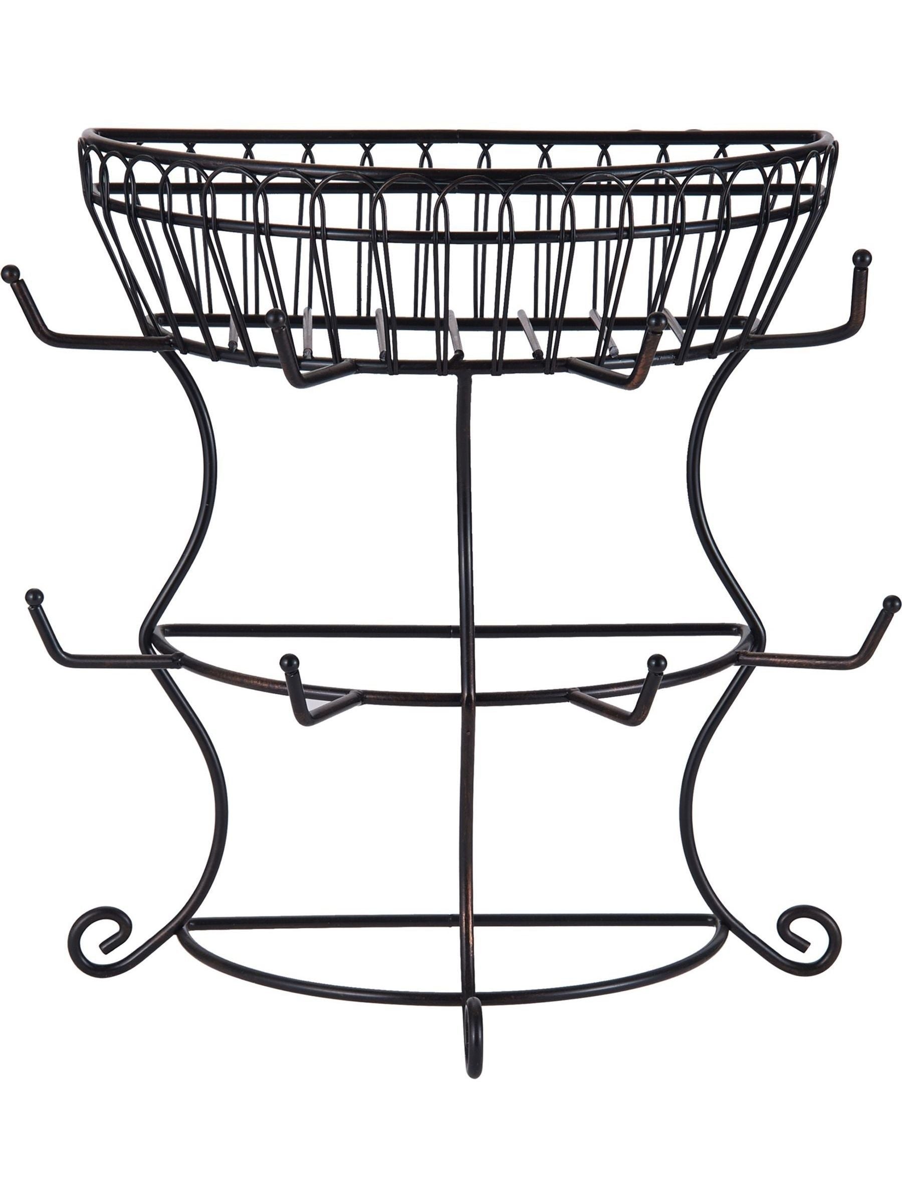 Mikasa black wire mug tree stand with basket - British product