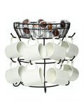 Mikasa black wire mug tree stand with basket - British product
