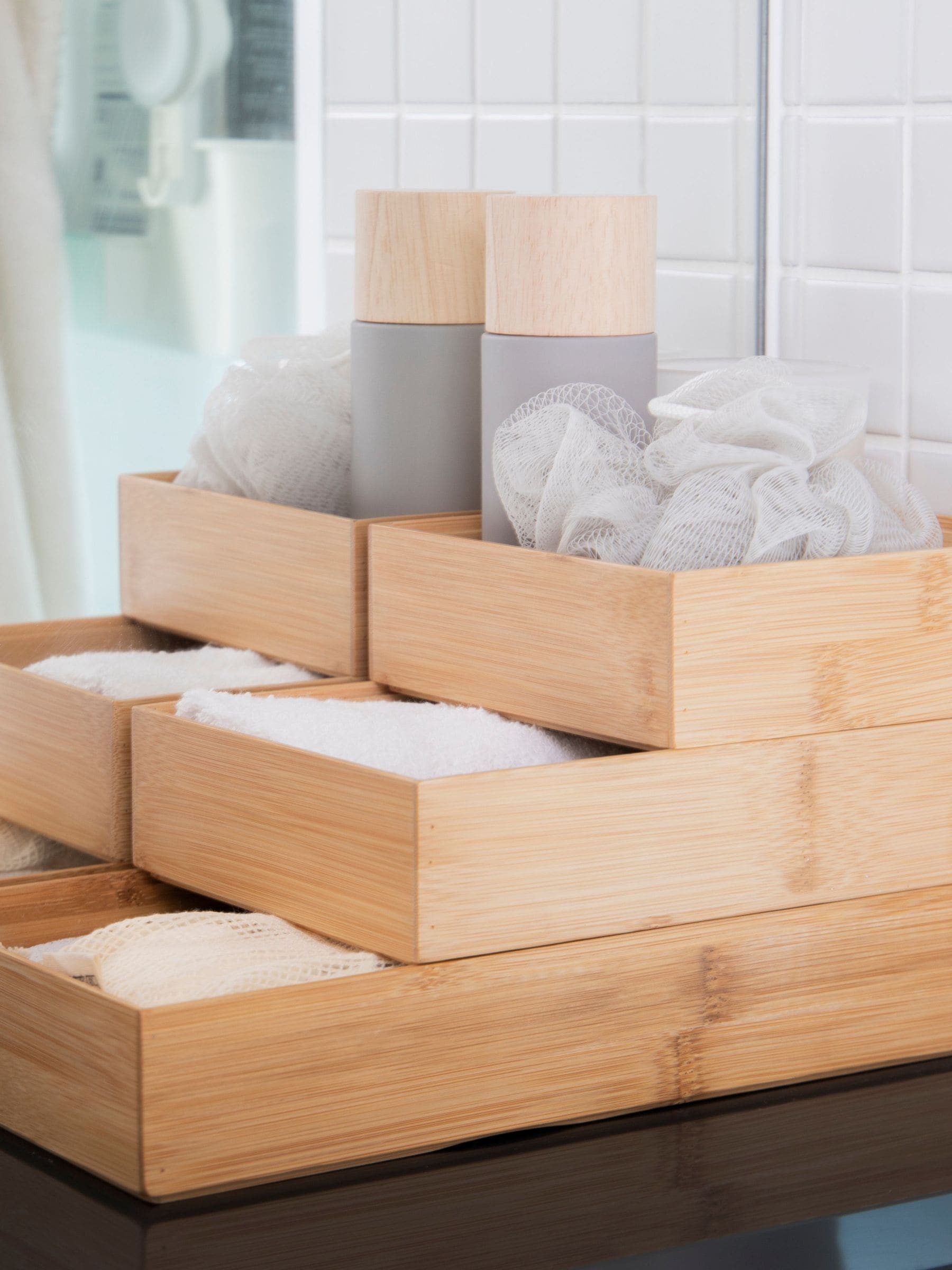 COPCO brown bamboo drawer organiser set 3 piece (British brand)