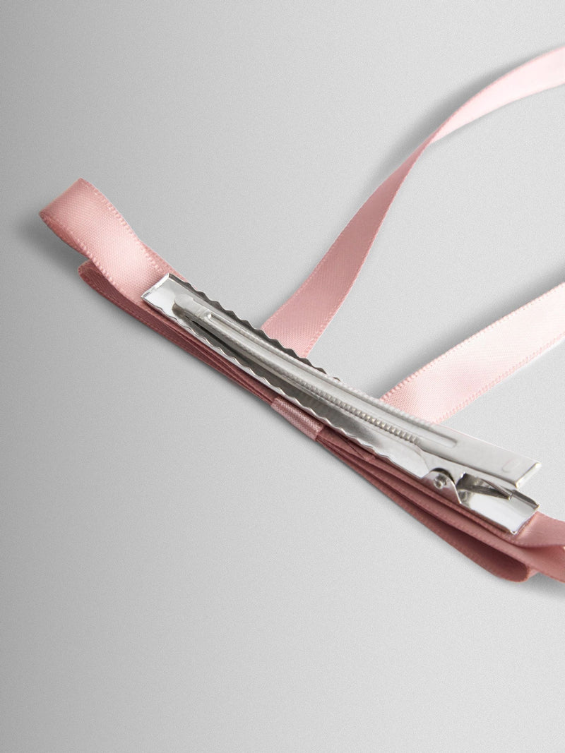 JoJo Maman Bébé pink long tail double bow hair clip (British brand)