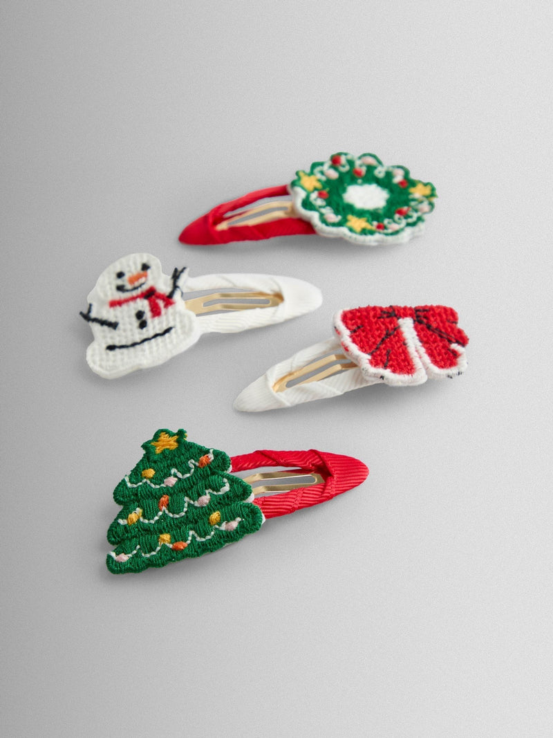 JoJo Maman Bébé glitter bow clips 4-pack, imported from the UK