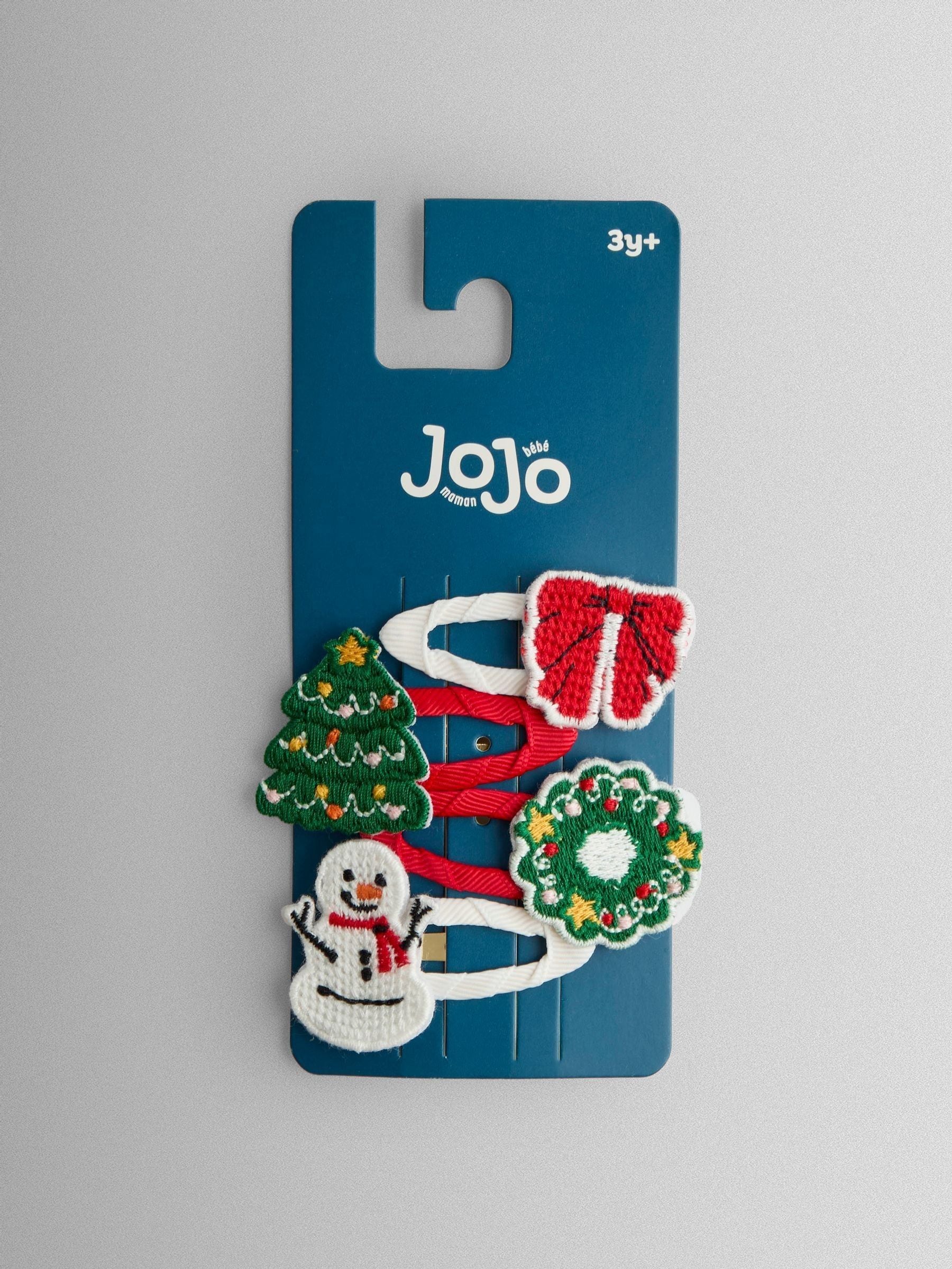 JoJo Maman Bébé glitter bow clips 4-pack, imported from the UK