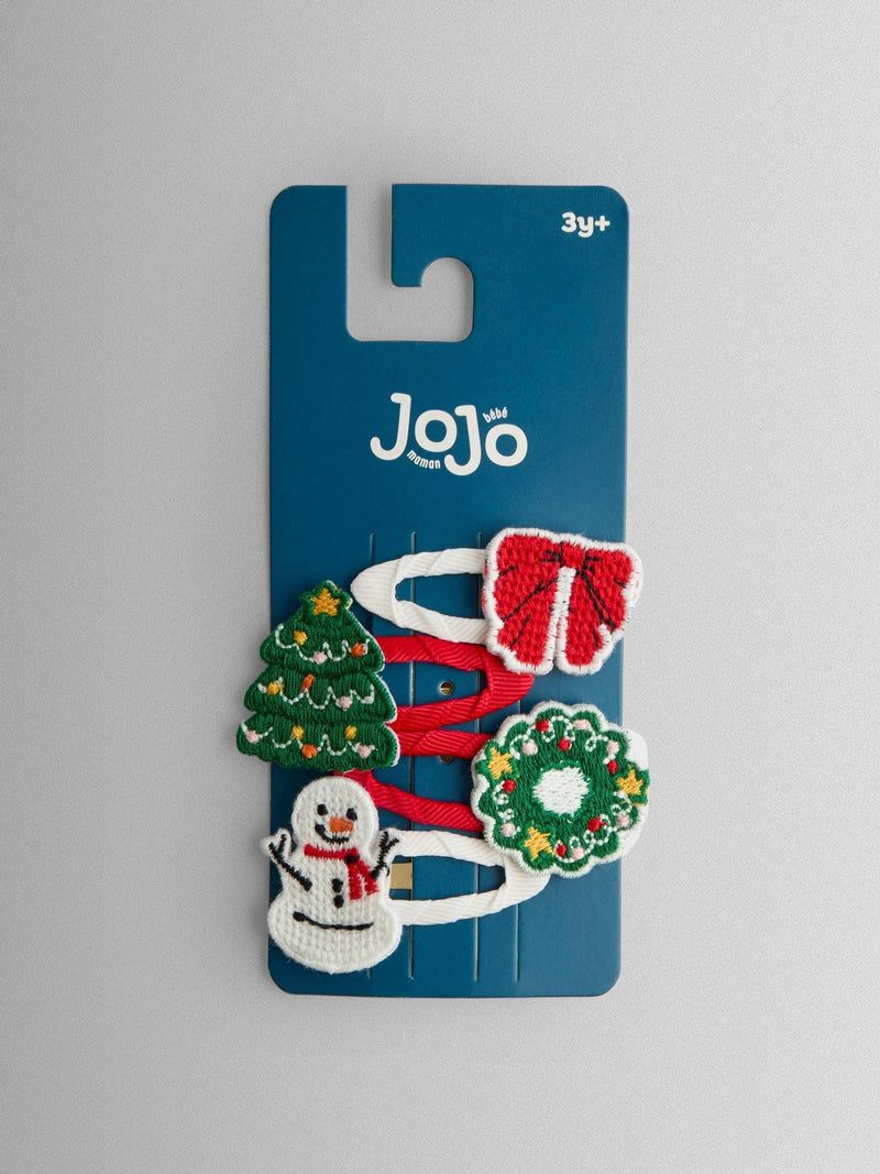 JoJo Maman Bébé glitter bow clips 4-pack, imported from the UK