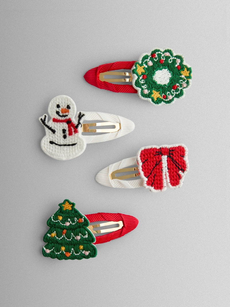JoJo Maman Bébé glitter bow clips 4-pack, imported from the UK