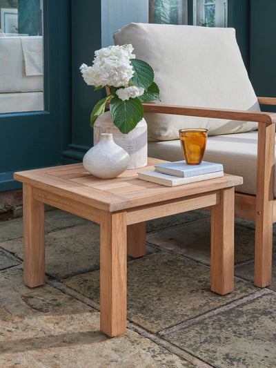 Next Laura Ashley Natural Salcey Garden Teak Side Table- Buy online at McGrocer