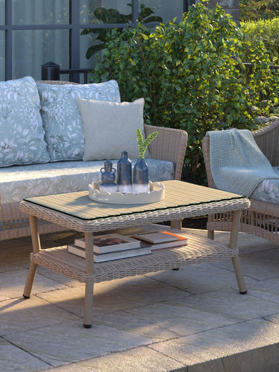 Next Laura Ashley Natural Carrdale Garden Rattan Coffee Table- Buy online at McGrocer